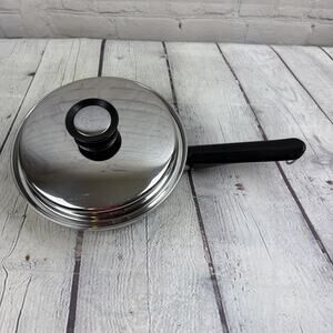 AMWAY QUEEN Pan Pot 1.5 QT 8.5" w/lid 18-8 Multi Ply Stainless Steel USA